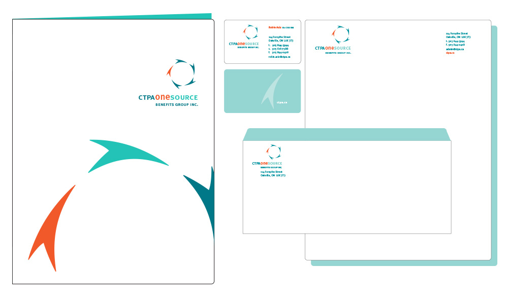 Presentation folder, business cards, letterhead and envelopes